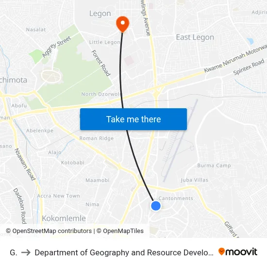 Gis to Department of Geography and Resource Development, University of Ghana map