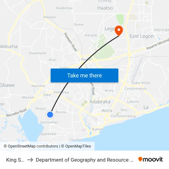 King Solomon to Department of Geography and Resource Development, University of Ghana map