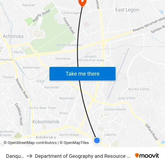 Danquah First to Department of Geography and Resource Development, University of Ghana map
