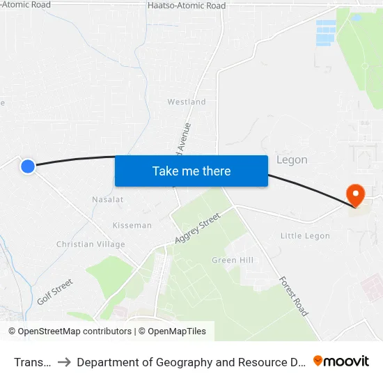 Transformer to Department of Geography and Resource Development, University of Ghana map
