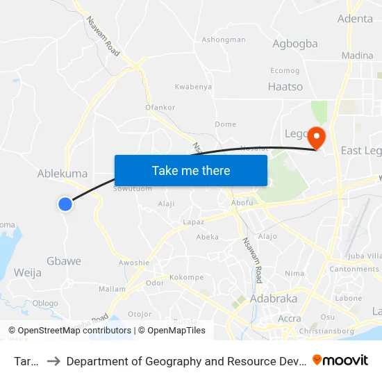Tarrazzo to Department of Geography and Resource Development, University of Ghana map
