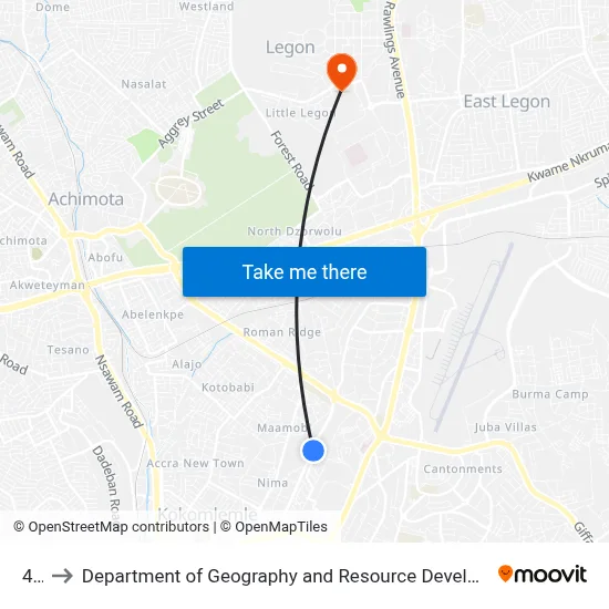 441 to Department of Geography and Resource Development, University of Ghana map