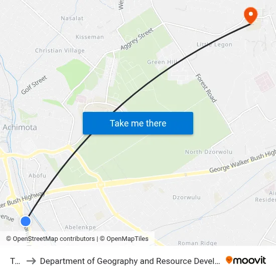 Total to Department of Geography and Resource Development, University of Ghana map