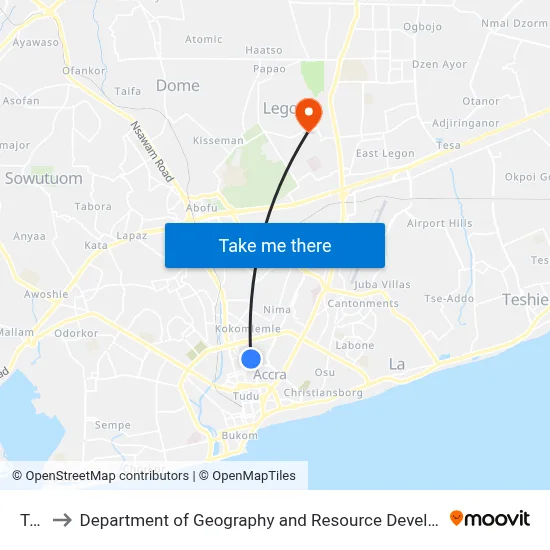 Total to Department of Geography and Resource Development, University of Ghana map