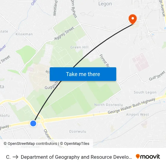 Cp to Department of Geography and Resource Development, University of Ghana map