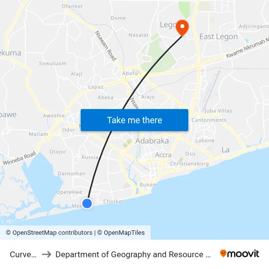 Curve Shiabu to Department of Geography and Resource Development, University of Ghana map