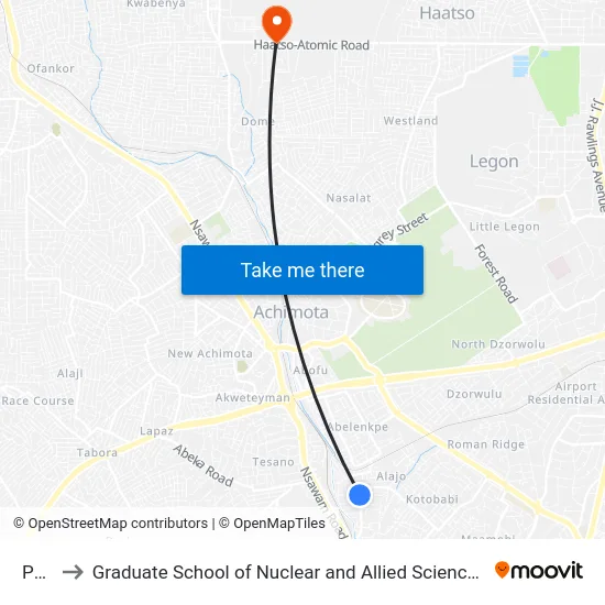 Pele to Graduate School of Nuclear and Allied Sciences, GAEC map