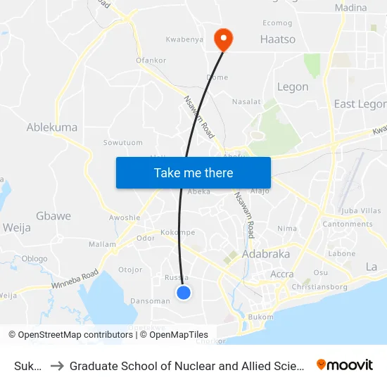 Sukura to Graduate School of Nuclear and Allied Sciences, GAEC map