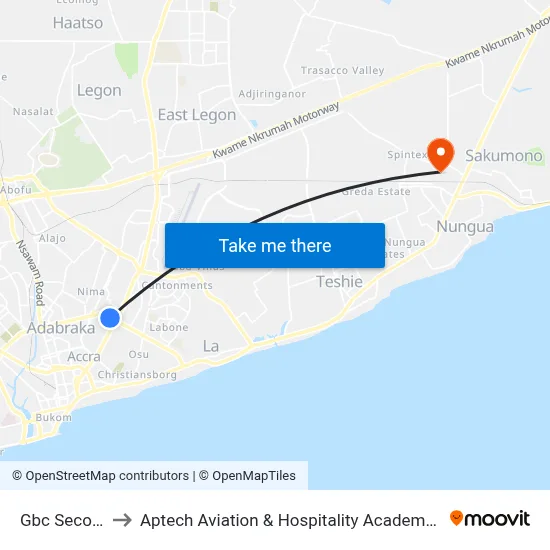 Gbc Second to Aptech Aviation & Hospitality Academy Gh. map