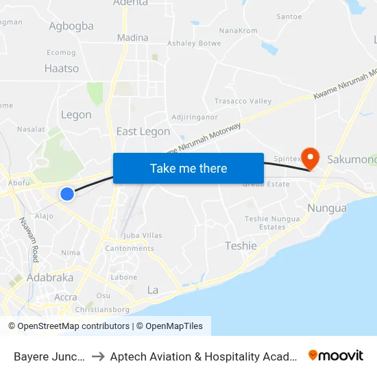 Bayere Junction to Aptech Aviation & Hospitality Academy Gh. map