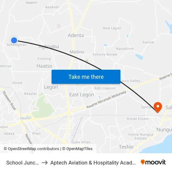 School Junction to Aptech Aviation & Hospitality Academy Gh. map