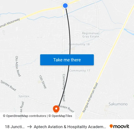 18 Junction to Aptech Aviation & Hospitality Academy Gh. map