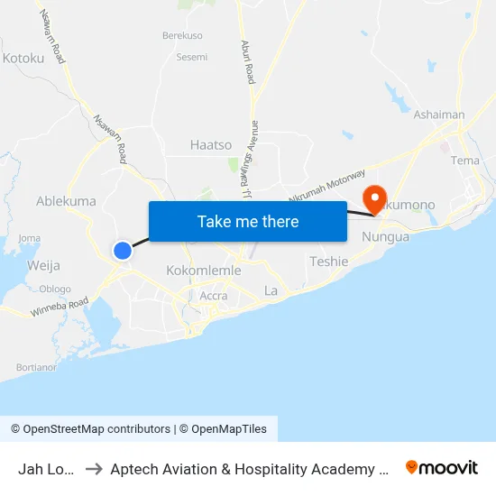 Jah Love to Aptech Aviation & Hospitality Academy Gh. map