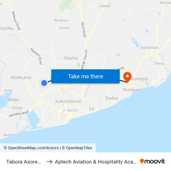 Tabora Asoredanho to Aptech Aviation & Hospitality Academy Gh. map