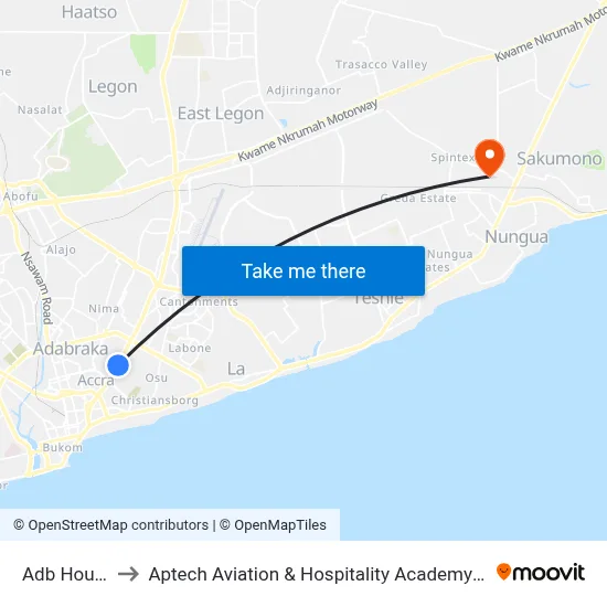 Adb House to Aptech Aviation & Hospitality Academy Gh. map