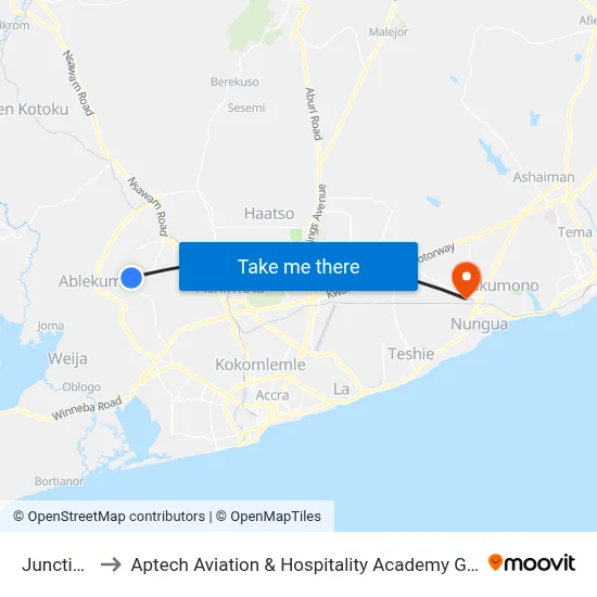 Junction to Aptech Aviation & Hospitality Academy Gh. map