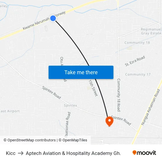 Kicc to Aptech Aviation & Hospitality Academy Gh. map