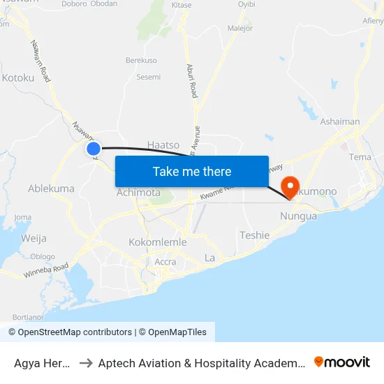 Agya Herbal to Aptech Aviation & Hospitality Academy Gh. map