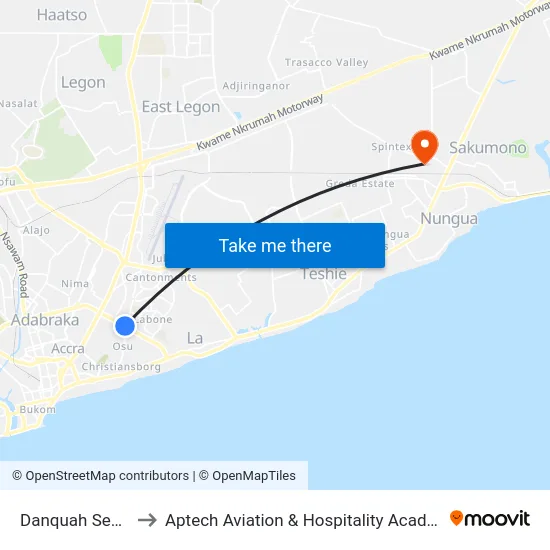 Danquah Second to Aptech Aviation & Hospitality Academy Gh. map
