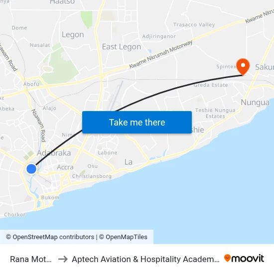 Rana Motors to Aptech Aviation & Hospitality Academy Gh. map