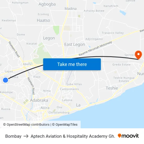 Bombay to Aptech Aviation & Hospitality Academy Gh. map