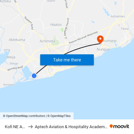 Kofi NE Ama to Aptech Aviation & Hospitality Academy Gh. map