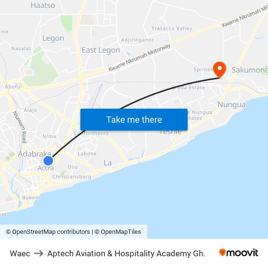 Waec to Aptech Aviation & Hospitality Academy Gh. map