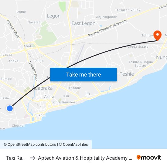 Taxi Rank to Aptech Aviation & Hospitality Academy Gh. map