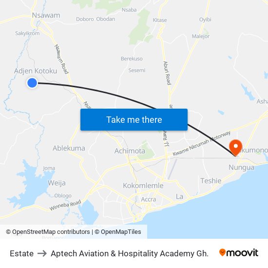Estate to Aptech Aviation & Hospitality Academy Gh. map
