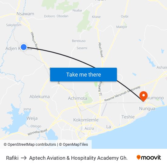 Rafiki to Aptech Aviation & Hospitality Academy Gh. map