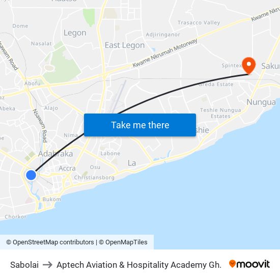 Sabolai to Aptech Aviation & Hospitality Academy Gh. map