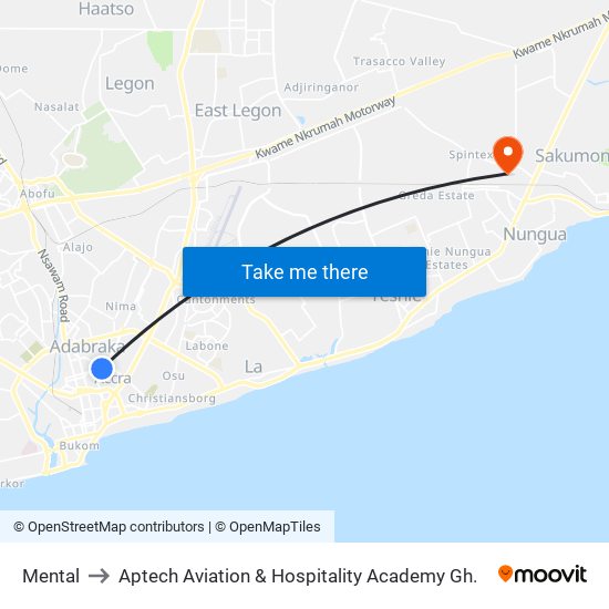 Mental to Aptech Aviation & Hospitality Academy Gh. map