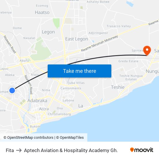 Fita to Aptech Aviation & Hospitality Academy Gh. map