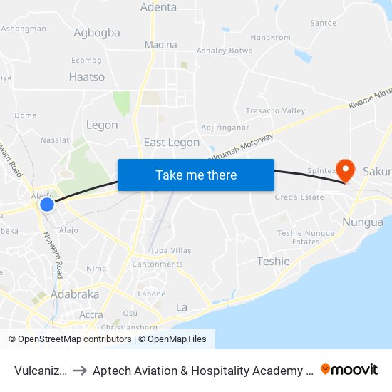 Vulcanizer to Aptech Aviation & Hospitality Academy Gh. map