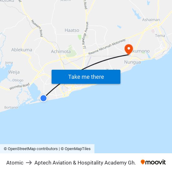 Atomic to Aptech Aviation & Hospitality Academy Gh. map