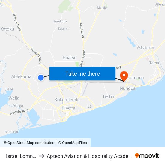 Israel Lomnava to Aptech Aviation & Hospitality Academy Gh. map
