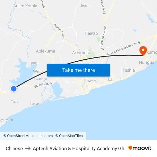 Chinese to Aptech Aviation & Hospitality Academy Gh. map