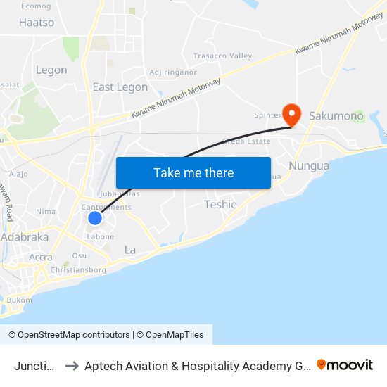 Junction to Aptech Aviation & Hospitality Academy Gh. map