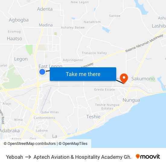 Yeboah to Aptech Aviation & Hospitality Academy Gh. map