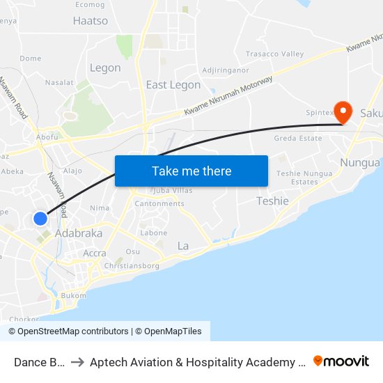 Dance Bar to Aptech Aviation & Hospitality Academy Gh. map