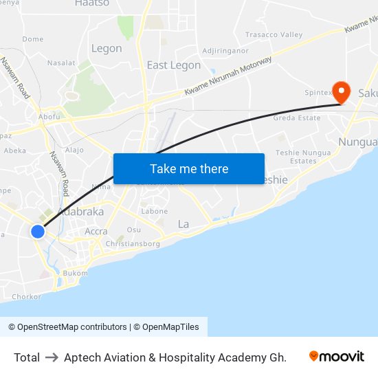 Total to Aptech Aviation & Hospitality Academy Gh. map