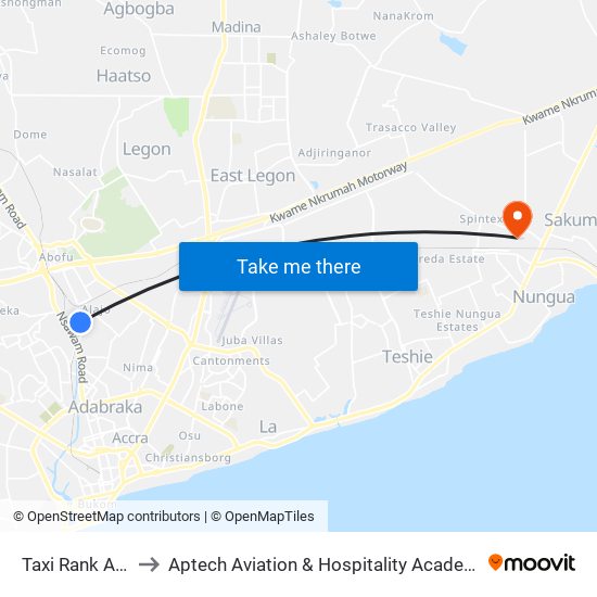 Taxi Rank Alajo to Aptech Aviation & Hospitality Academy Gh. map