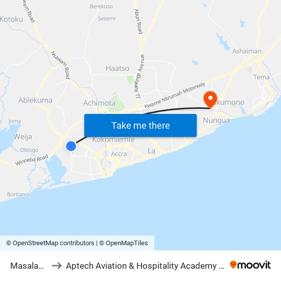 Masalachi to Aptech Aviation & Hospitality Academy Gh. map