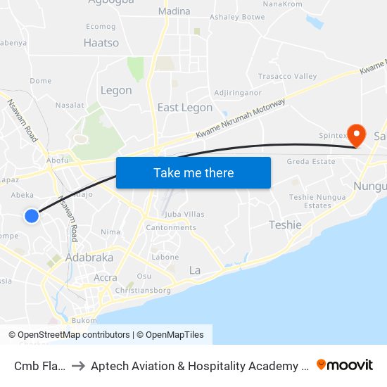 Cmb Flats to Aptech Aviation & Hospitality Academy Gh. map