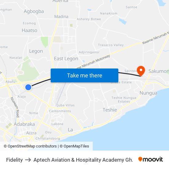 Fidelity to Aptech Aviation & Hospitality Academy Gh. map
