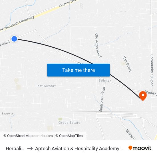 Herbalife to Aptech Aviation & Hospitality Academy Gh. map