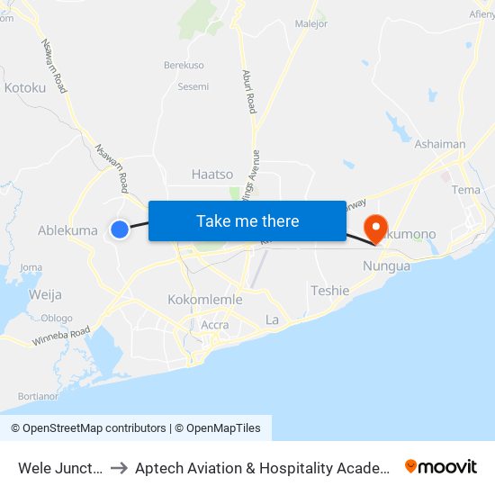 Wele Junction to Aptech Aviation & Hospitality Academy Gh. map