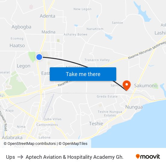 Ups to Aptech Aviation & Hospitality Academy Gh. map