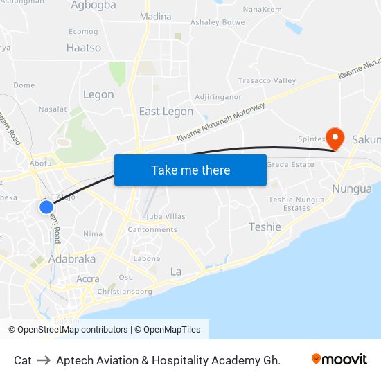 Cat to Aptech Aviation & Hospitality Academy Gh. map