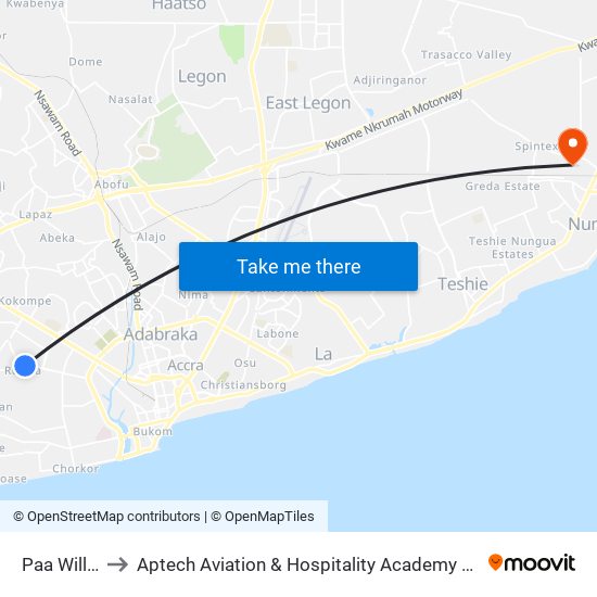 Paa Willie to Aptech Aviation & Hospitality Academy Gh. map